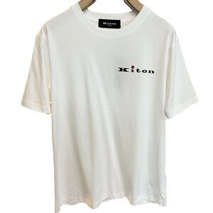 Kiton White Printed Crew Neck T-Shirt